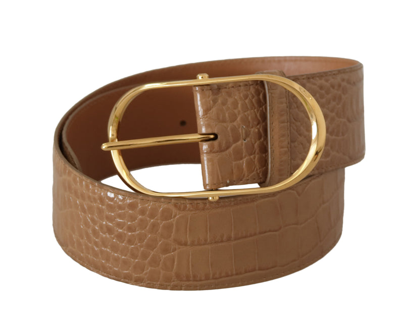 Ceinture en cuir beige élégante avec boucle gravée