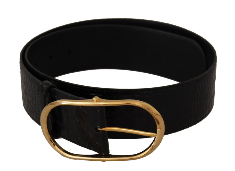 Ceinture de logo en cuir noir chic