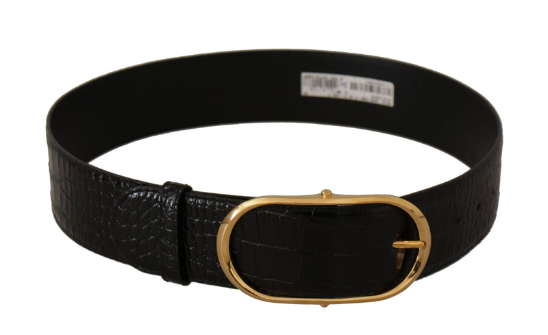 Ceinture de logo en cuir noir chic