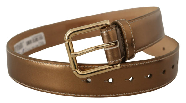 Ceinture en cuir en bronze élégant avec boucle de logo