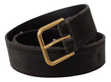 Elegant Velvet Belt with Engraved Buckle