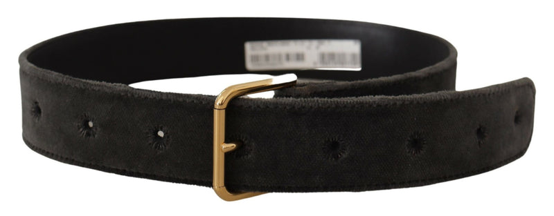 Elegant Velvet Belt with Engraved Buckle