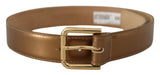 Ceinture en cuir en bronze avec boucle en or