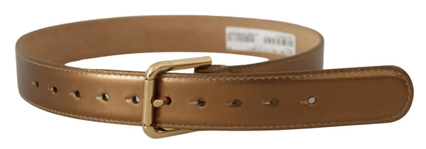 Ceinture en cuir en bronze avec boucle en or