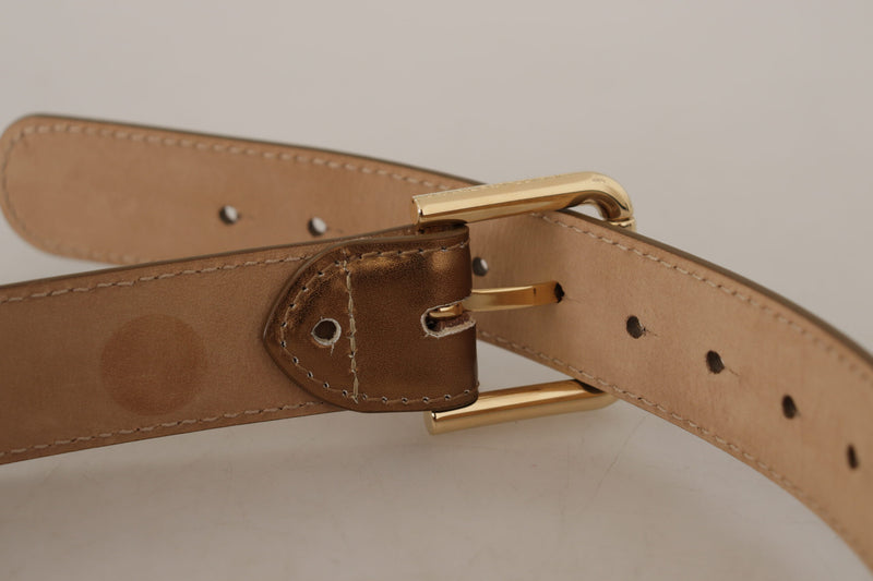 Ceinture en cuir en bronze avec boucle en or