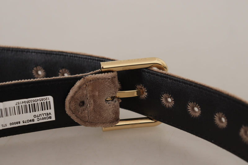 Ceinture de boucle de logo en velours élégant