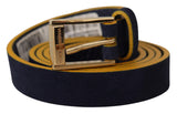 Chic Blue Suede Logo Buckle Belt