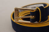 Chic Blue Suede Logo Buckle Belt