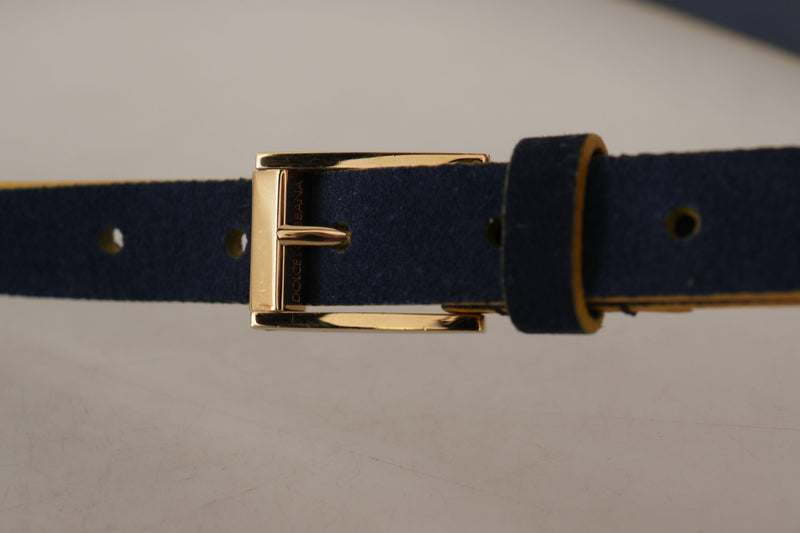 Ceinture de boucle de logo en daim bleu chic