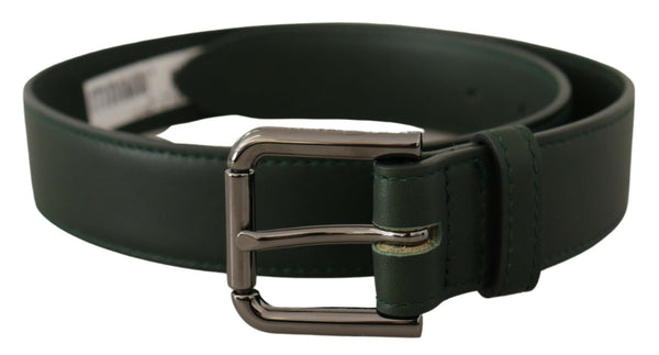 Ceinture élégante en cuir vert foncé avec boucle de logo