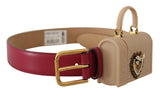 Ceinture en cuir rose élégante avec étui casque