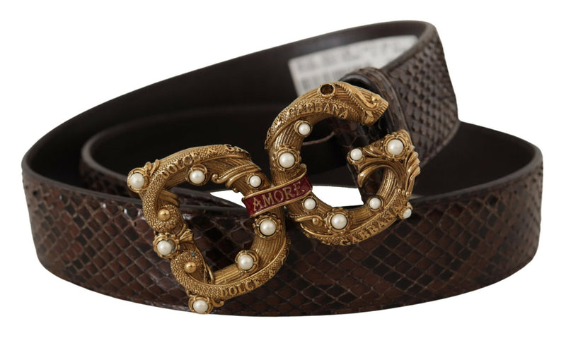 Ceinture en cuir en peau de serpent élégante