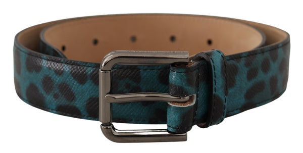 Ceinture en cuir de logo gravé en vert bleu