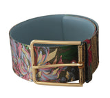 Ceinture de boucle de logo en cuir multicolore