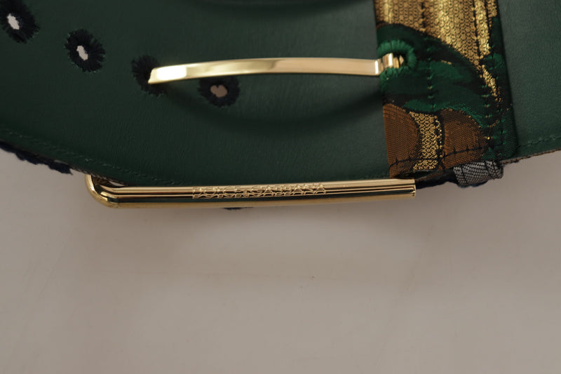 Ceinture en cuir vert élégant avec boucle de logo