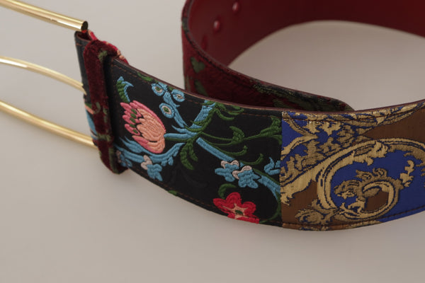 Ceinture en cuir multicolore gravée