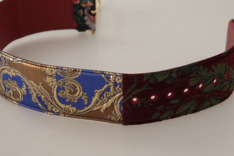 Ceinture en cuir multicolore gravée