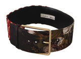 Ceinture en cuir multicolore gravée