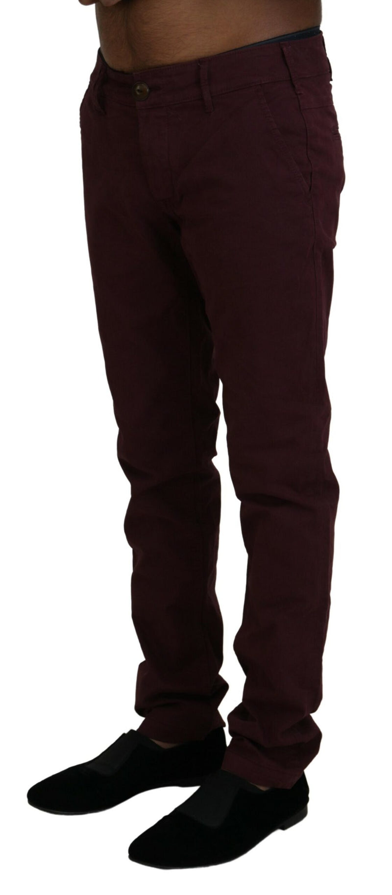 Pantaloni di cotone in forma magro marrone