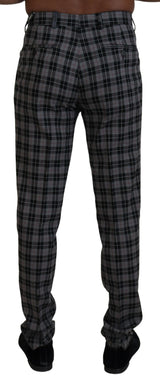 Elegant Grey Checked Gentlemans Chinos