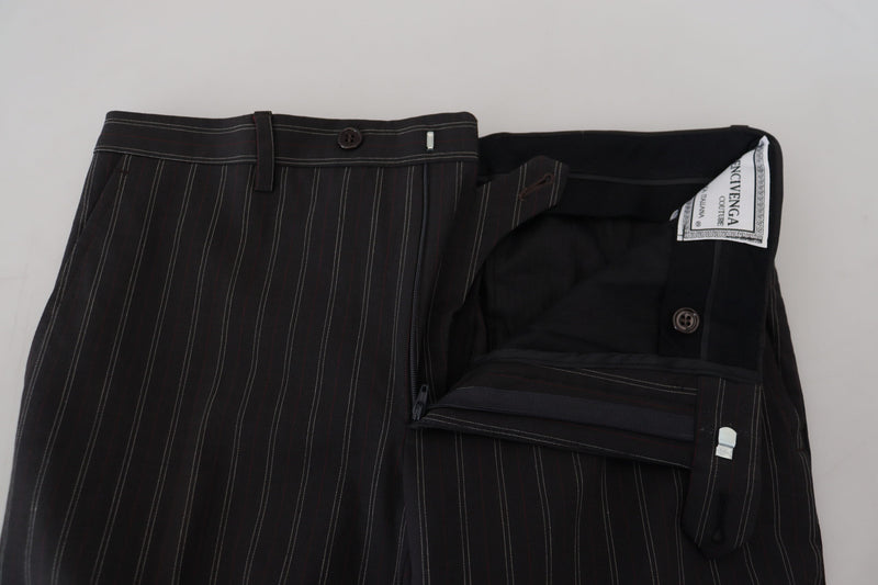 Elegantes pantalones de vestimenta de viscosa a rayas para hombres