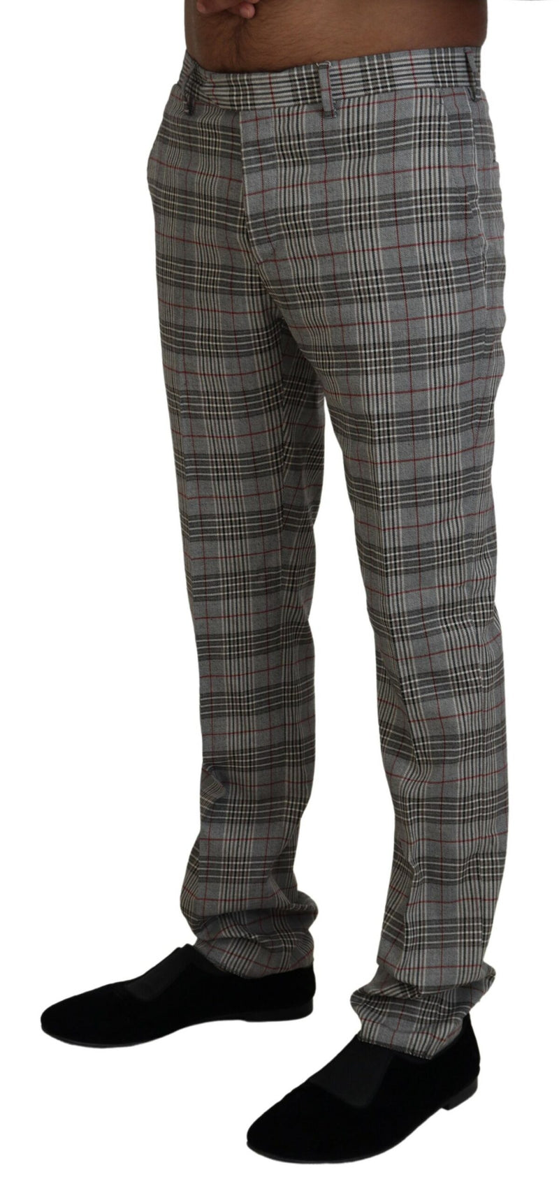 Pantalones de hombre delgados elegantes a cuadros grises