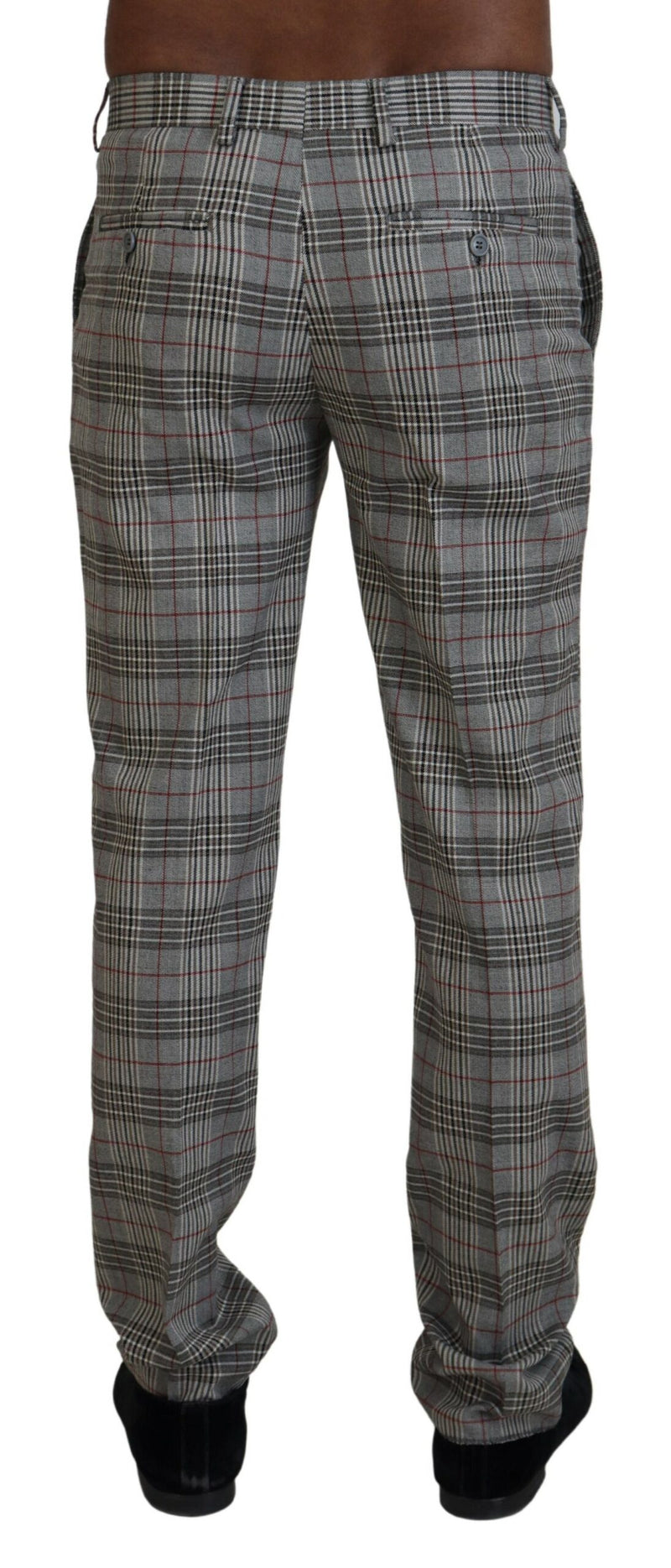 Pantalones de hombre delgados elegantes a cuadros grises