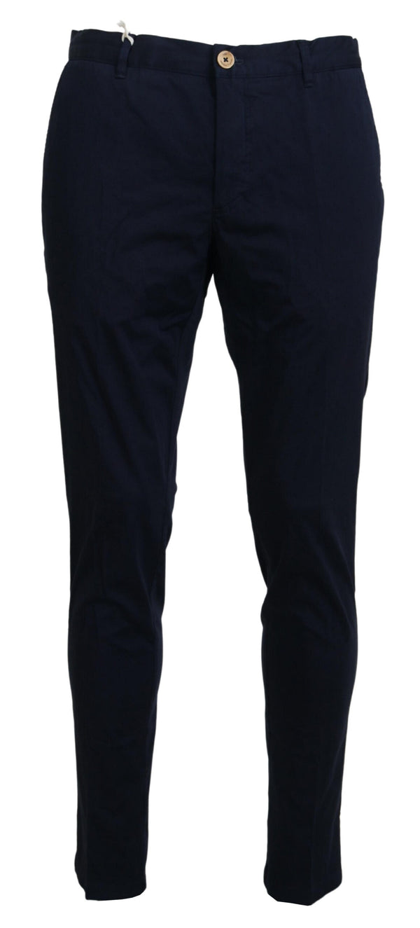 Elegantes pantalones de chino azul oscuro delgado