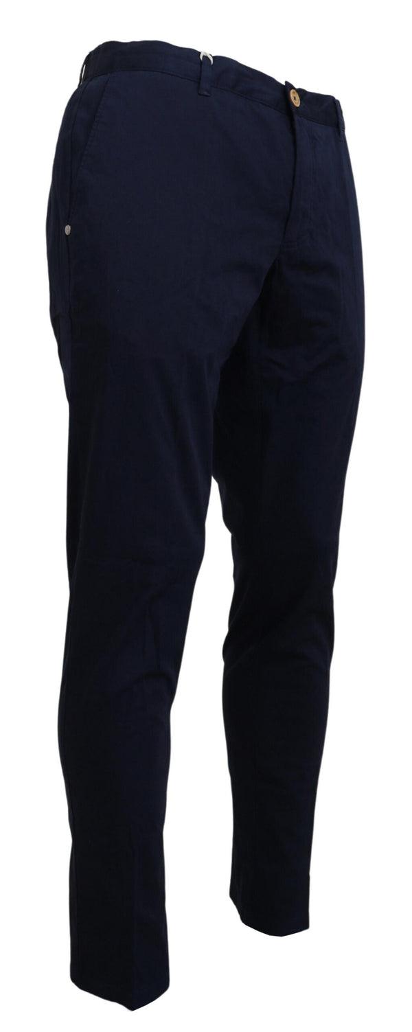 Elegantes pantalones de chino azul oscuro delgado