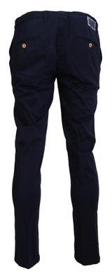 Elegantes pantalones de chino azul oscuro delgado