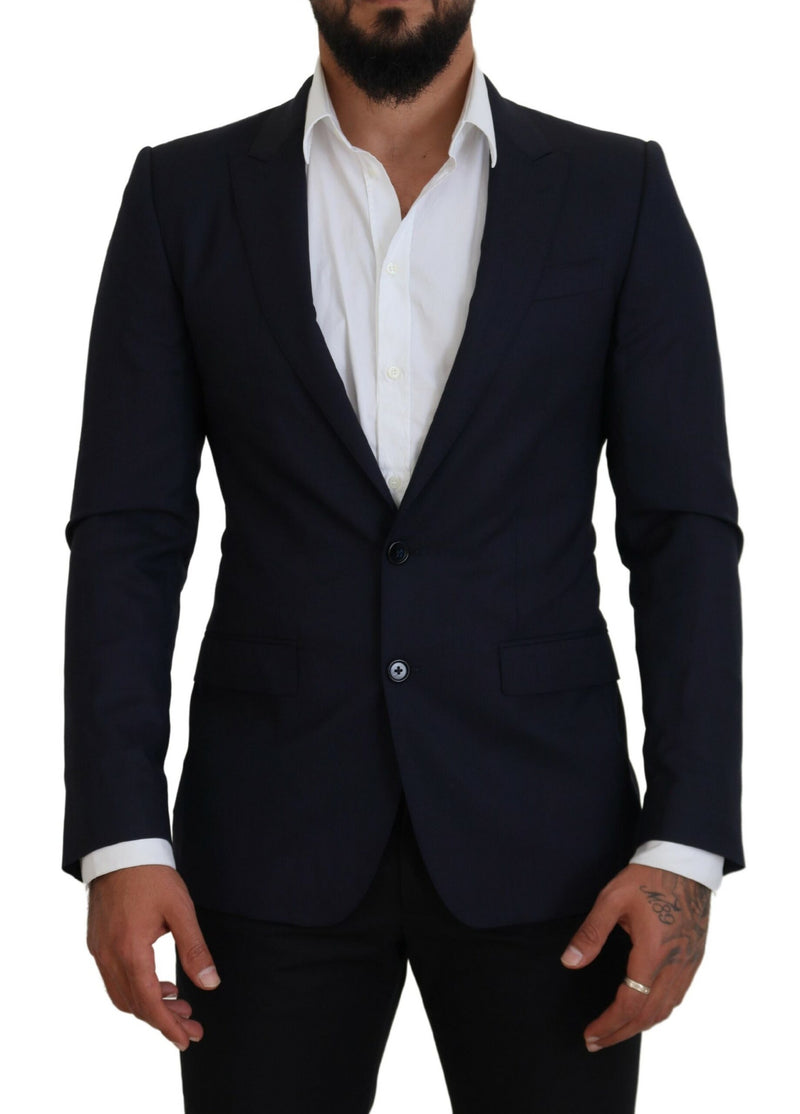 Elegante giacca blazer di seta di lana blu