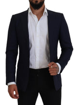 Elegante giacca blazer di seta di lana blu