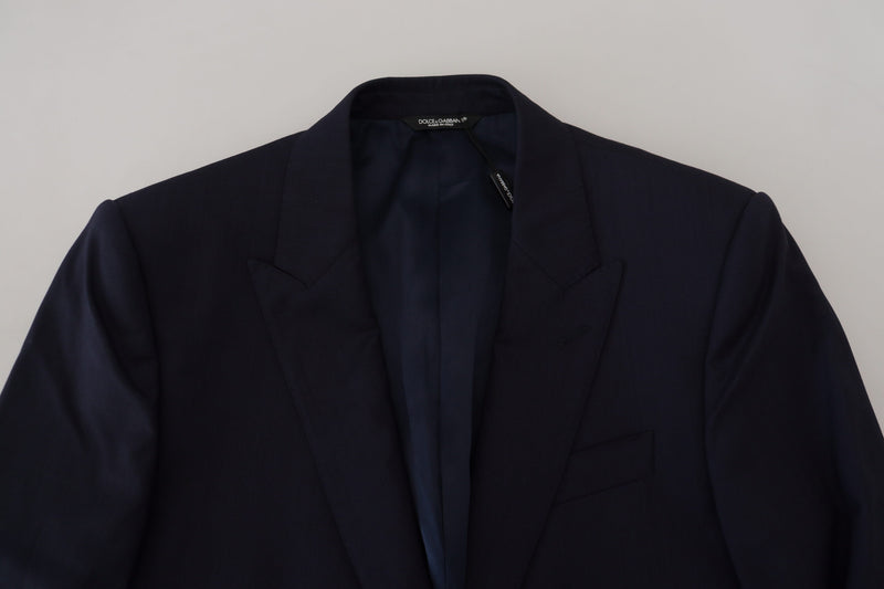 Elegante giacca blazer di seta di lana blu