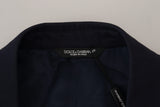 Elegante blaue Wollseide Blazerjacke