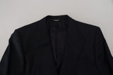 Elegante blazer a petto singolo blu scuro