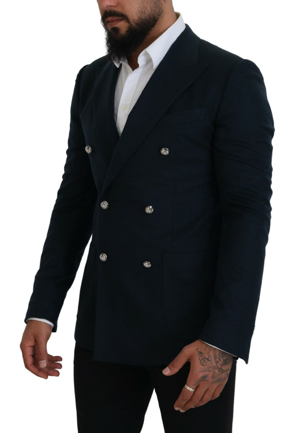 Elegante Blazer blu di fusione di cashmere-silk