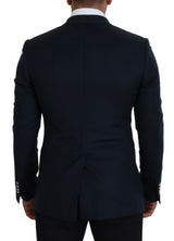 Elegante Blazer blu di fusione di cashmere-silk