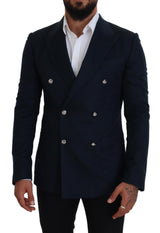 Elegante blazer azul de cajas de cachemira