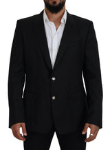 Elegante blazer de lana de martini negro