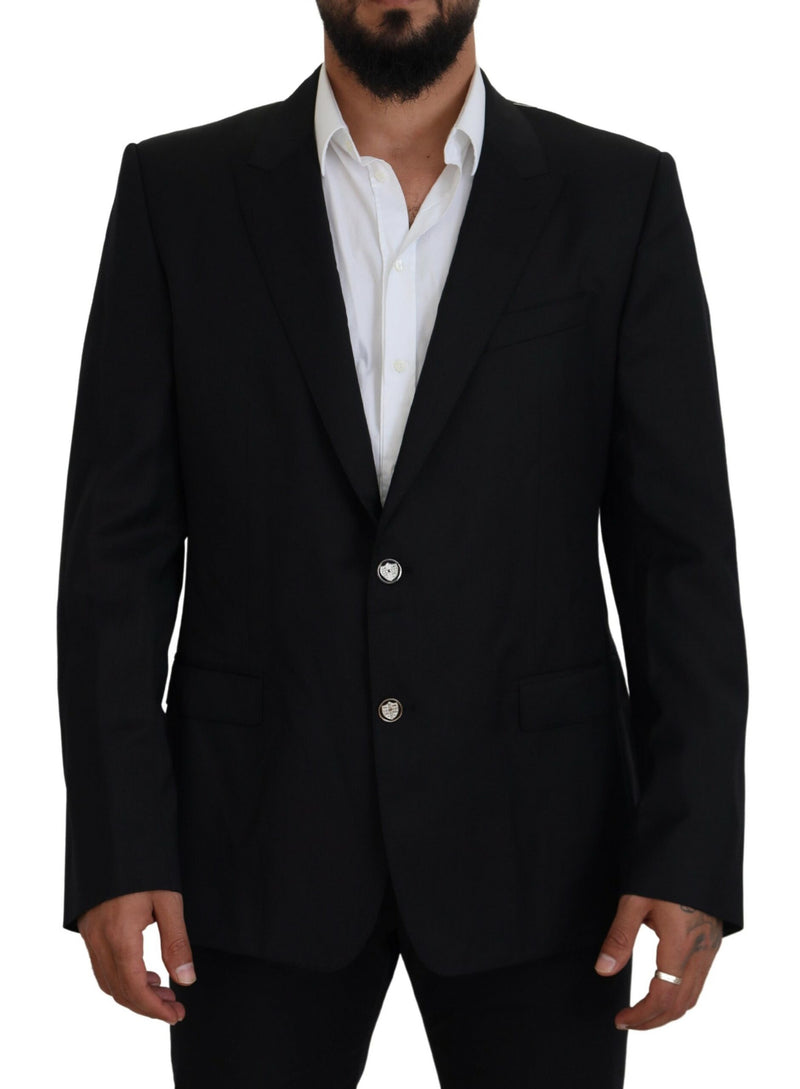 Eleganter schwarzer Martini Wolle Blazer