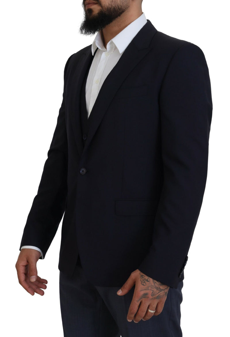 Elegante Marinewolle Mischung Martini Blazer