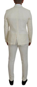 Elegant Off White Silk-Blend Suit