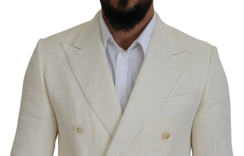 Elegant Off White Silk-Blend Suit