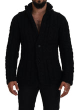 Élégant cardigan de mélange de laine noire noire