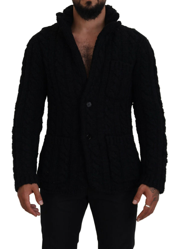 Κομψή ζακέτα Black Wool-Cashmere Blend