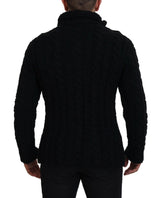 Elegante schwarze Woll-Cashmere-Mischung Cardigan