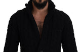 Elegante schwarze Woll-Cashmere-Mischung Cardigan