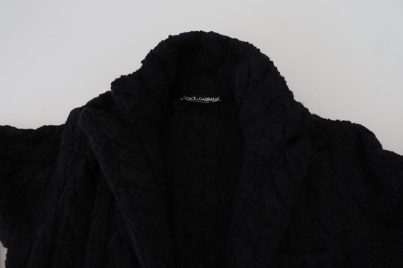 Elegante schwarze Woll-Cashmere-Mischung Cardigan