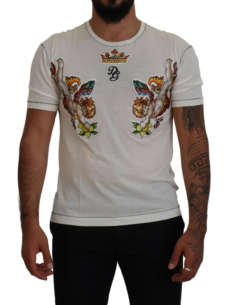 Elegante camiseta de mezcla de algodón blanca de algodón