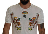 Elegante camiseta de mezcla de algodón blanca de algodón